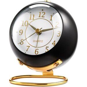 Analog Alarm Clock Silent Non Ticking Small Desk Night Light Bedside Travel